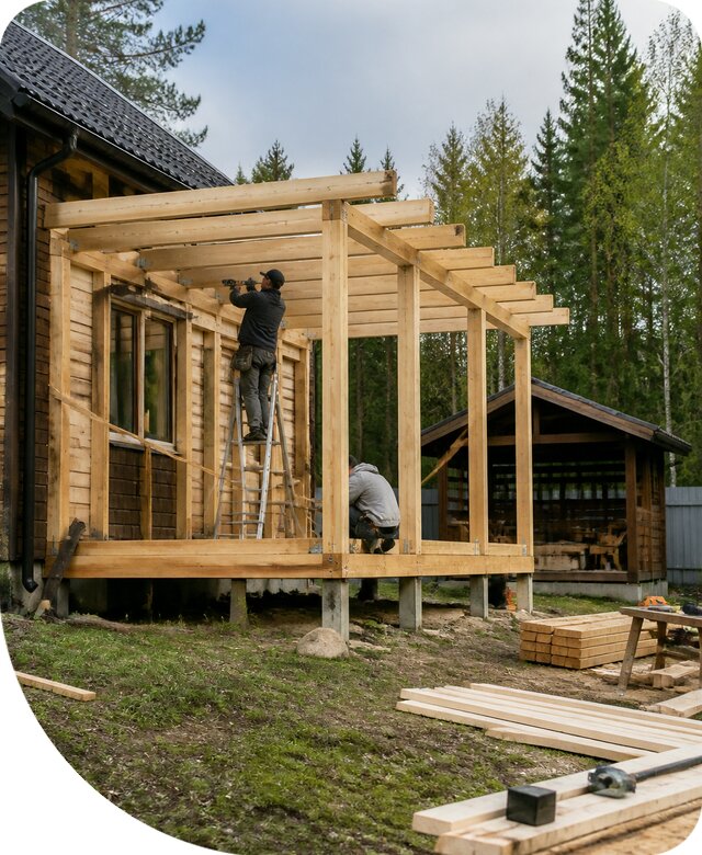 Строительство пристроек и построек на участке в Лиски